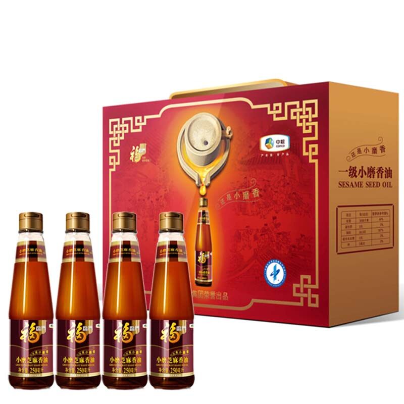 中粮福临门小磨芝麻香油礼盒 250ml*4瓶