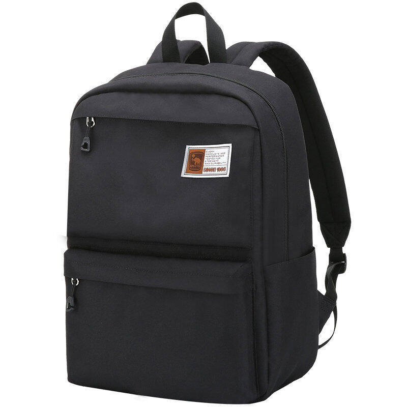 爱华仕大容量休闲包学生书包男女简约尼龙防水双肩包电脑背包轻便简约OCB4631 黑色