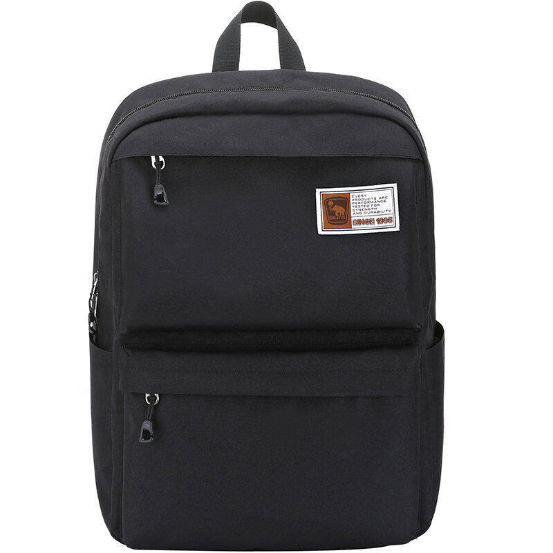 爱华仕大容量休闲包学生书包男女简约尼龙防水双肩包电脑背包轻便简约OCB4631 黑色