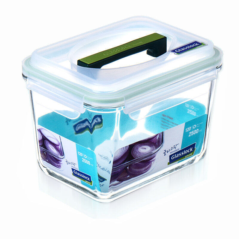 Glasslock韩国进口钢化玻璃手提型大容量保鲜盒耐热收纳盒 MHRB250/2500ml