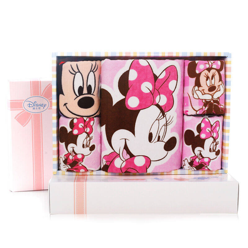 迪士尼毛浴巾五件套礼盒 JD-5米妮礼盒 