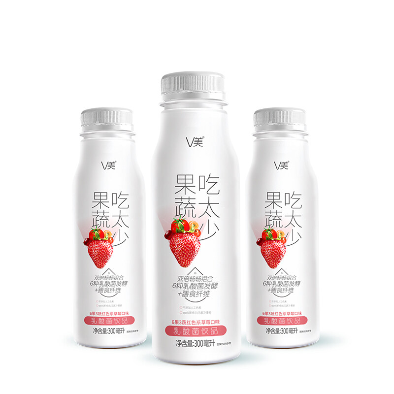 新希望 V美塑料瓶果蔬乳酸菌草莓饮品300ml*8瓶