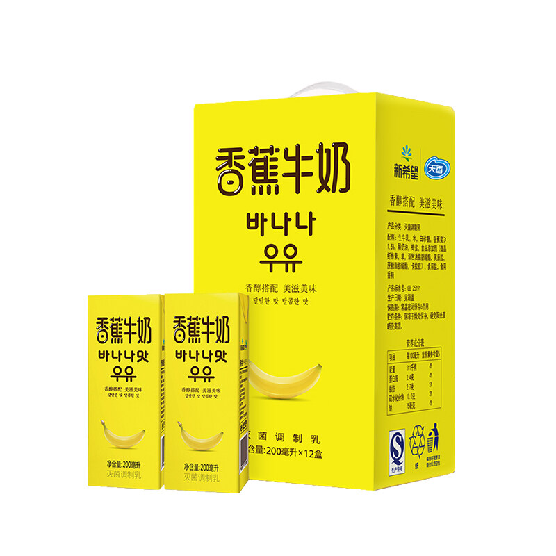新希望 香蕉牛奶200ml*12盒