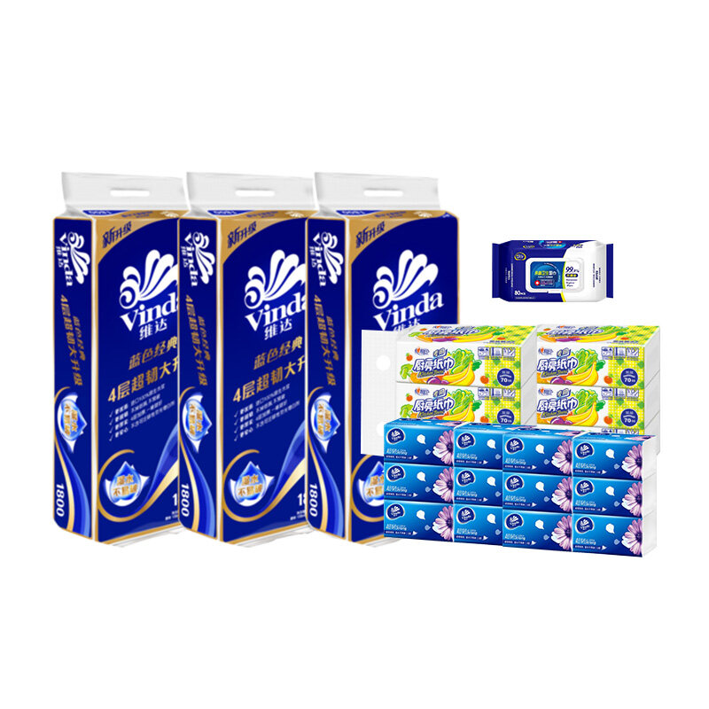 维达+佳尔+心相印 纸巾礼包 30卷+18包+80片