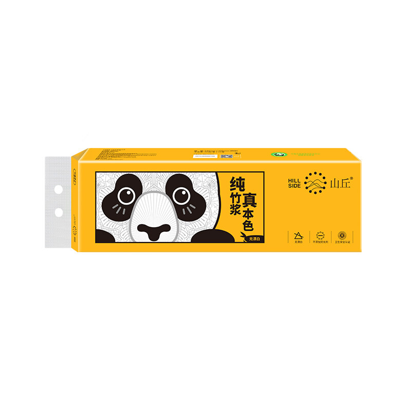 山丘QQ系列 竹浆本色四层无芯卷纸720g熊猫装*3提
