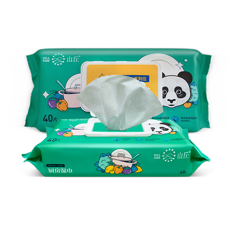 山丘家清系列 厨房湿巾40片装*2包