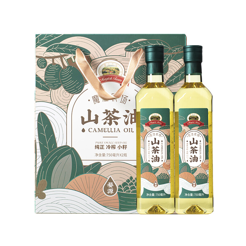 魔法农场 一级压榨 山茶油礼盒 750ML*2瓶