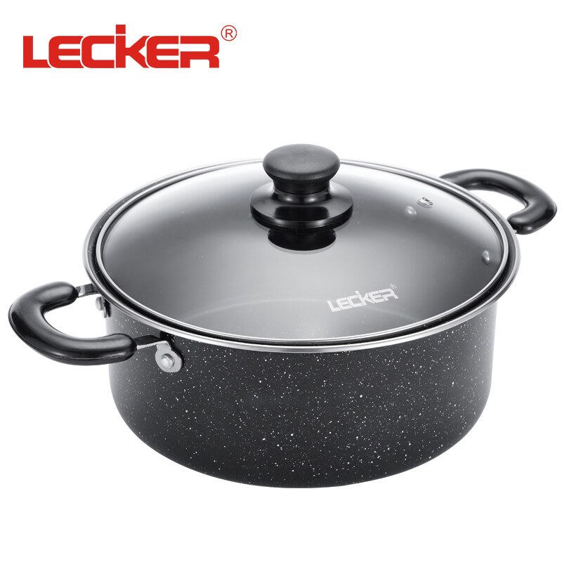 Lecker乐克尔黑曜锅具套装不粘煎炒锅汤锅三件套