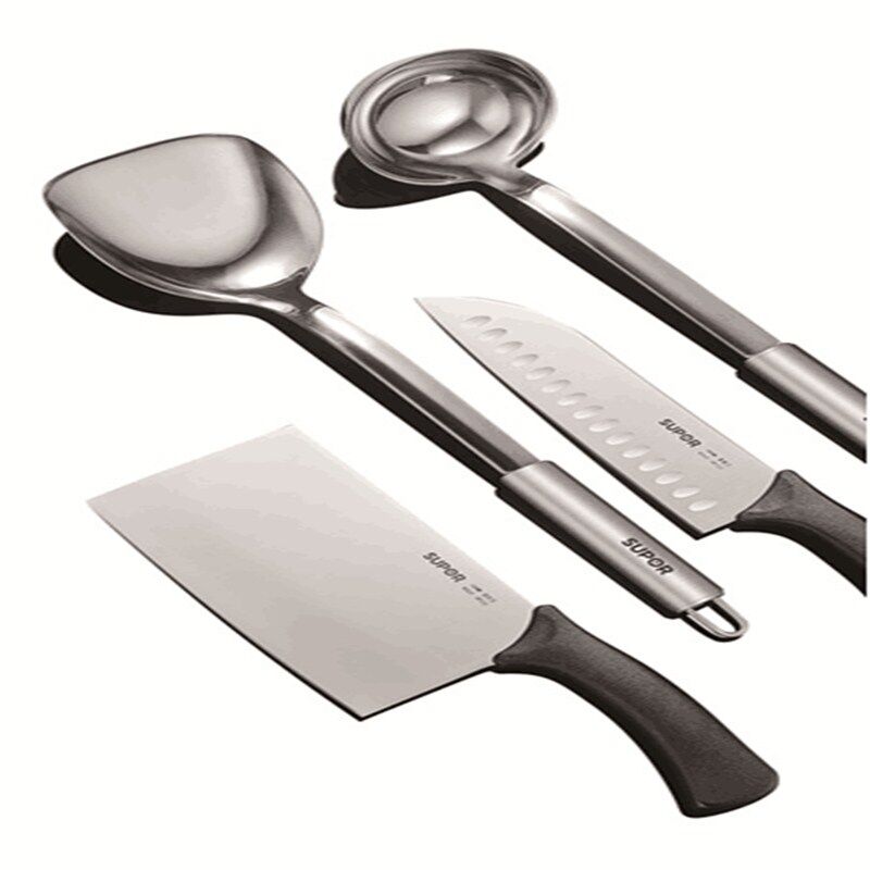 苏泊尔 SUPOR 厨房刀铲组合四件套TK1912T 切片刀KE02F2(160mm),中式铲KT01C2 ,多用刀KE05F1(180mm),大汤勺KT03C2 不锈钢色 TK1912T