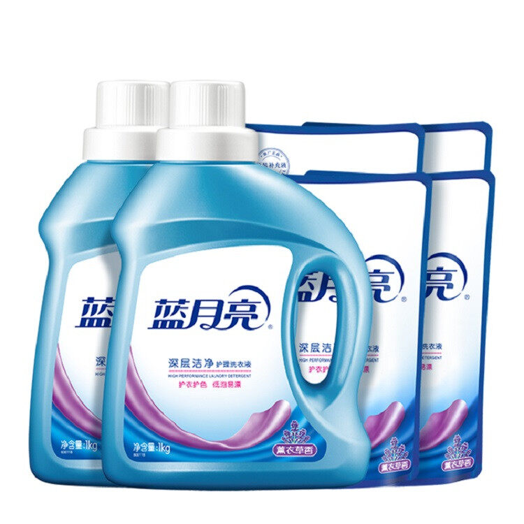 蓝月亮 薰衣草洁净洗衣液1kg*2+袋装500g*4
